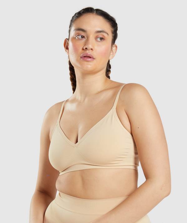 Damske Spodne Pradlo Gymshark Seamless Low Neck Bralette Svetlo Hnede | GF8094731